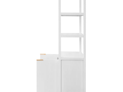 Modern Tall Storage Bookcase Cabinet With 2 Open Shelves & Double Doors