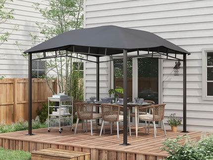 Outsunny - 10' x 10' Soft Top Patio Gazebo Outdoor Canopy With Unique Geometric Design Roof, All-Weather Steel Frame - Gray