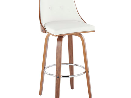 Gianna - Mid Century Modern Fixed Height Barstool With Swivel With Round Footrest (Set of 2)
