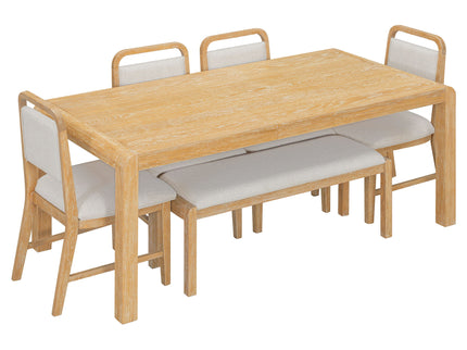Extendable Dining Table Set With 4 Upholstered Chairs And 1 Bench