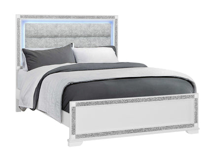 Soulmarie - Bed With LED Lighting And Padded Headboard