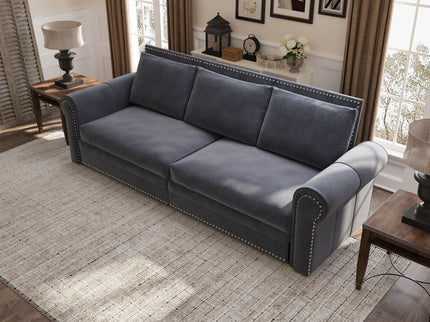 3 In 1 Convertible Sleeper Sofa With Nailhead Trim & Rolled Arm