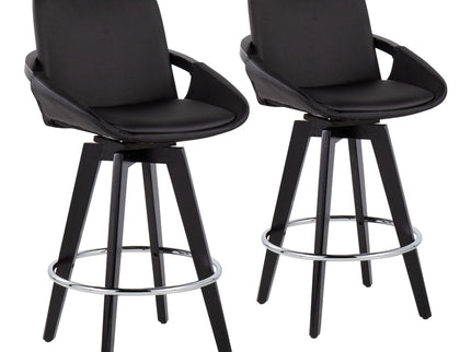 Cosmo - Contemporary Fixed Height Counter Stool With Swivel And Round Footrest (Set of 2)