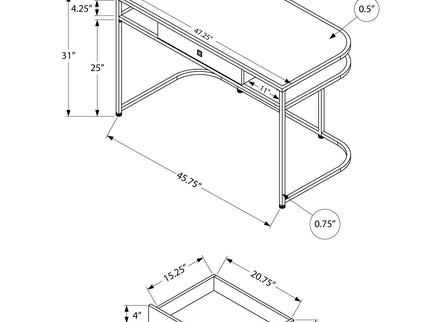Computer Desk For Home Office, Laptop, Storage Drawers, Contemporary And Modern - White