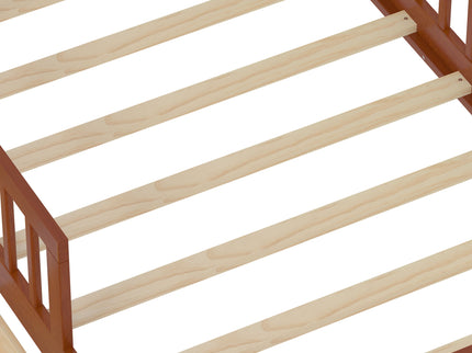 Bed With Headboard Storage Rack, 2 Under Bed Drawers, 3 Side Guardrails For Safety