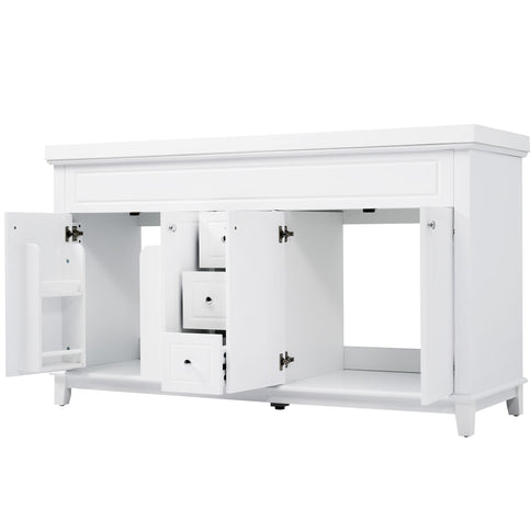 Bathroom Vanity With Double Sinks, 3 Drawers & 4 Doors - White