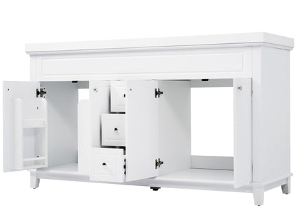 Bathroom Vanity With Double Sinks, 3 Drawers & 4 Doors - White