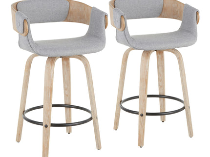Elisa - Farmhouse Counter Stool (Set of 2) - White Washed / Gray