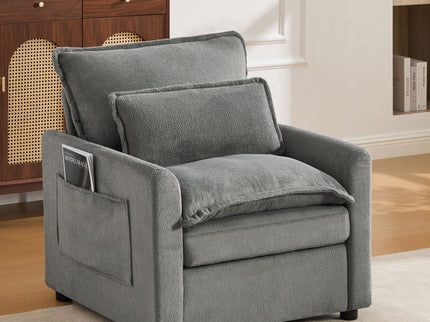 Modern Single Seat Accent Chair With Side Storage Pockets
