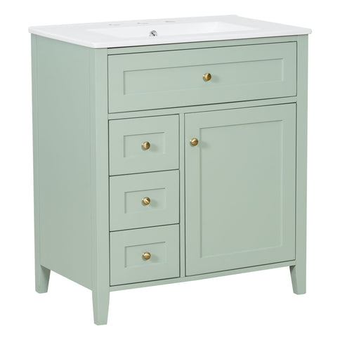 Modern Bathroom Vanity With Sink, 3 Drawers And Adjustable Shelf