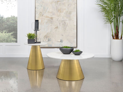Landry - Round End Table - White Marble