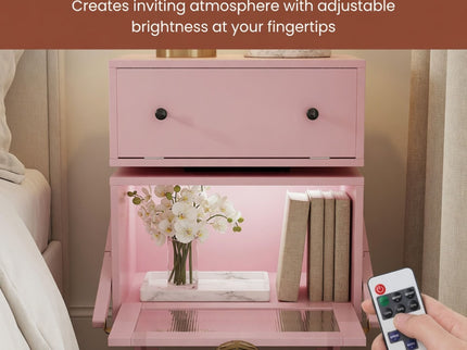 Robot LED Nightstand With 360° Rotating Drawer