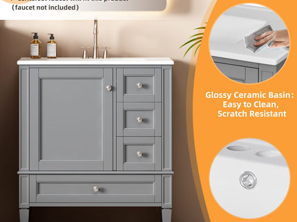 Bathroom Vanity With Sink, Storage Cabinet With 3 Drawers