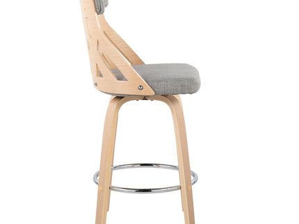 York - Mid-Century Modern Counter Stool - Natural / Light Gray