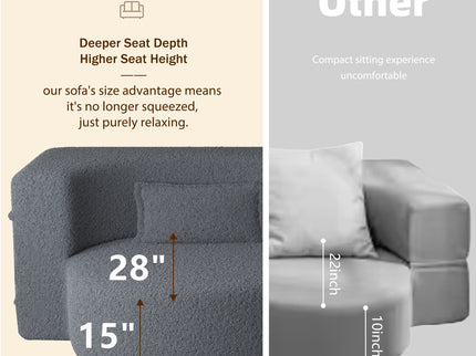 Modern Floor Sofa With 2 Pillows, Twin Size For Living Room