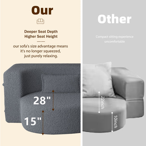 Modern Floor Sofa With 2 Pillows, Twin Size For Living Room