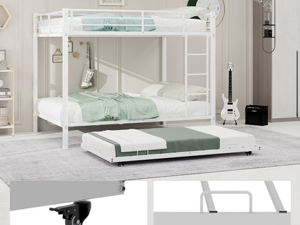 Bunk Bed For Kids, Convertible Frame With Ladders & Guardrail