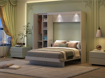 Murphy Wall Bed With Shelves, Wardrobe And LED Lights