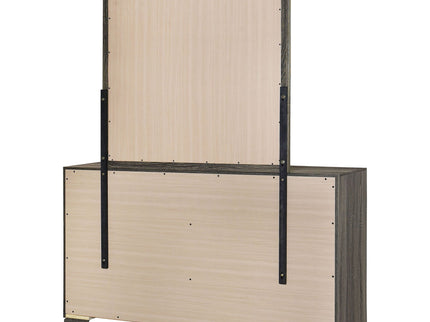 Funston - 6 Drawer Dresser With Mirror - Brown Oak