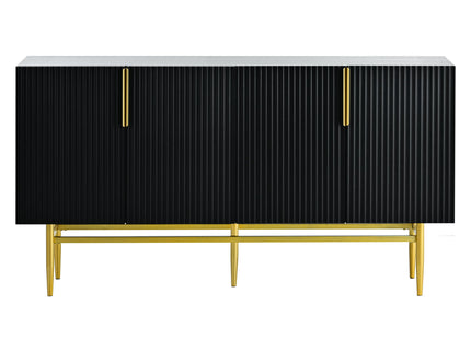 Modern Elegant 4 Door Sideboard Metal Handle Buffet Cabinet For Dining Room, Living Room, Bedroom, Hallway