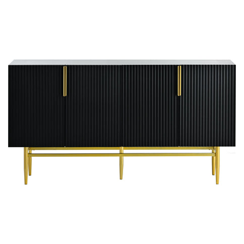 Modern Elegant 4 Door Sideboard Metal Handle Buffet Cabinet For Dining Room, Living Room, Bedroom, Hallway