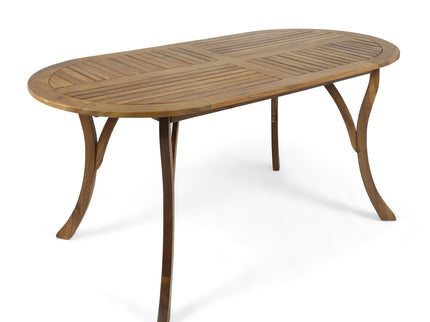 Outdoor Table With Smooth Lines, Slat Top
