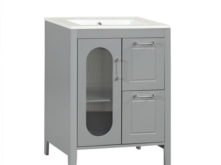 Modern Bathroom Vanity With Sink, Cabinet With 2 Drawers And Door, Adjustable Shelf