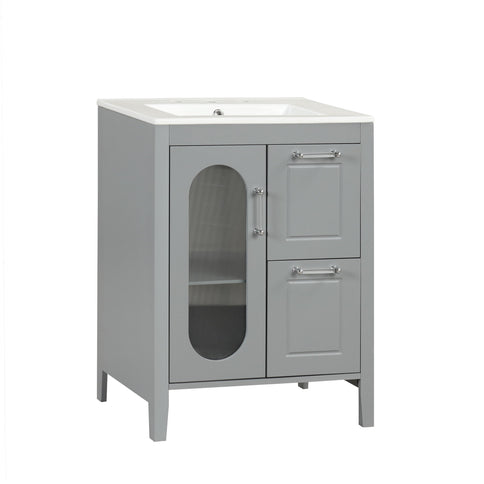 Modern Bathroom Vanity With Sink, Cabinet With 2 Drawers And Door, Adjustable Shelf