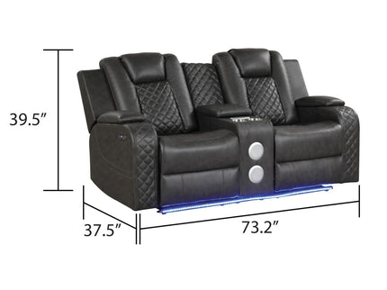 Benz - Power Reclining Loveseat & LED Lighting And Built In USB