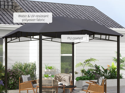 Outsunny - 10' x 10' Soft Top Patio Gazebo Outdoor Canopy With Unique Geometric Design Roof, All-Weather Steel Frame - Gray