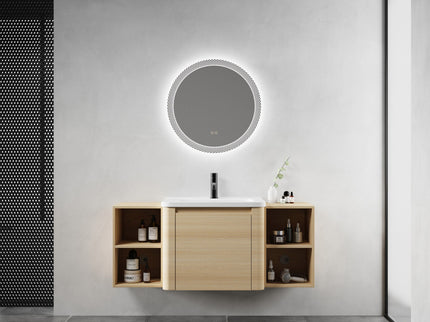 Wall Mounted Bathroom Vanity With Sink, Storage Shelves & Soft Close Door