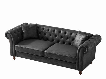 Chesterfield 3 And 3 Seater Sofa Set High Tech Fabric Roll Armrest Upholstered Couch