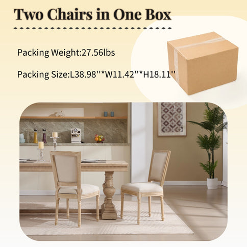 Dining Chairs Upholstered With T - Shaped Back (Set of 2) - Beige