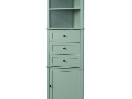 Tall Storage Cabinet With 3 Drawers And Adjustable Shelves For Bathroom
