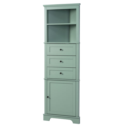 Tall Storage Cabinet With 3 Drawers And Adjustable Shelves For Bathroom