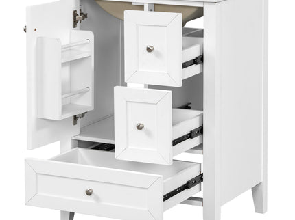 Modern Bathroom Vanity With Sink, Freestanding Cabinet With Drawers And Shelves
