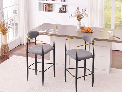 Upholstered Bar Stool With Ergonomic Design (Set of 2)