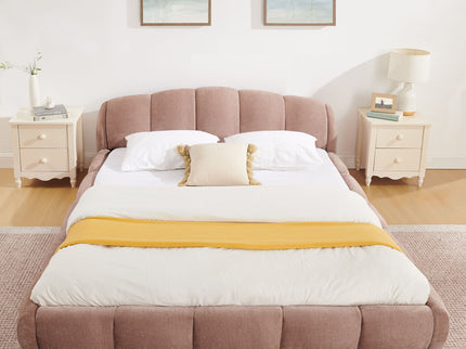 Upholstered Platform Bed Frame, Low Profile Floor Bed, No Box Spring Required