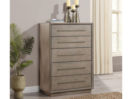 Prescott - 5 Drawer Bedroom Chest With Mitered Trim - Taupe