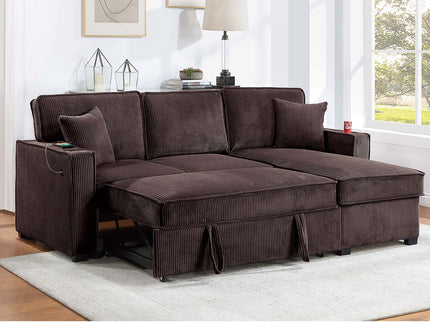 Convertible Sectional With USB / USB - C Port, Storage Chaise, Pull-Out Bed