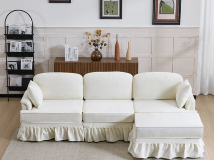 Cloud Sofa With Removable Ruffled Skirt With Ottoman And Flared Arms