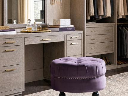 Dawn - Tufted Round Ottoman Nailhead Accents - Purple