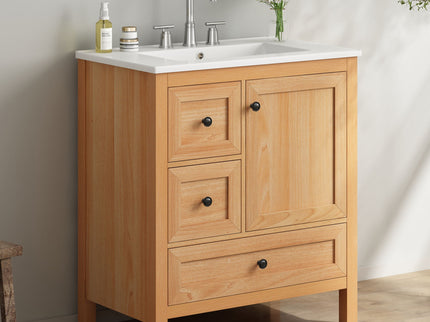 Modern Bathroom Vanity With Sink, Soft Close Drawers & Door, Storage Rack