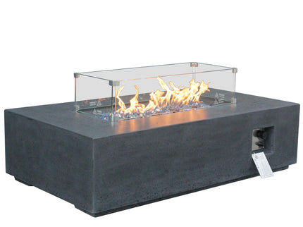 Outdoor Concrete Propane Gas Rectangle Fire Pit Table