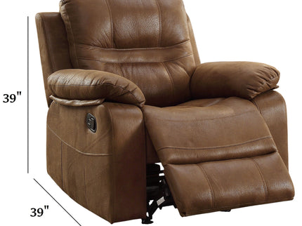 Manual Recliner With Pillow Arms And Headrest - Dark Brown