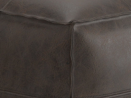 Sheffield - Square Pouf - Distressed Dark Brown