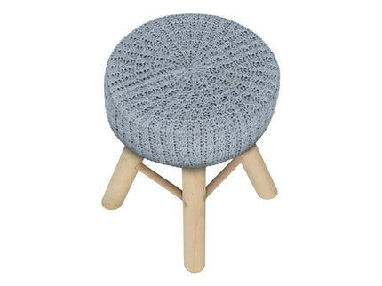 Ottoman, Pouf, Footrest, Foot Stool, Round, Natural Wood Legs, Contemporary, Modern