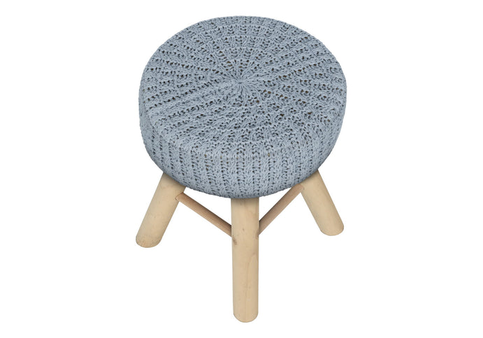 Ottoman, Pouf, Footrest, Foot Stool, Round, Natural Wood Legs, Contemporary, Modern