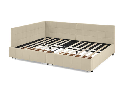 Upholstered Storage Tufted Bed Frame With Backrest And Armrests