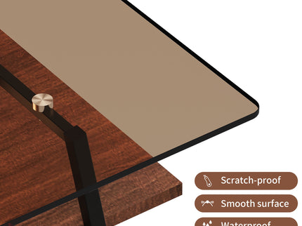 Rectangle Coffee Table, Tempered Glass Tabletop Modern Table For Living Room